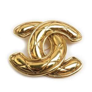 CHANEL Coco Mark Metal Gold Brooch Women's e61262k